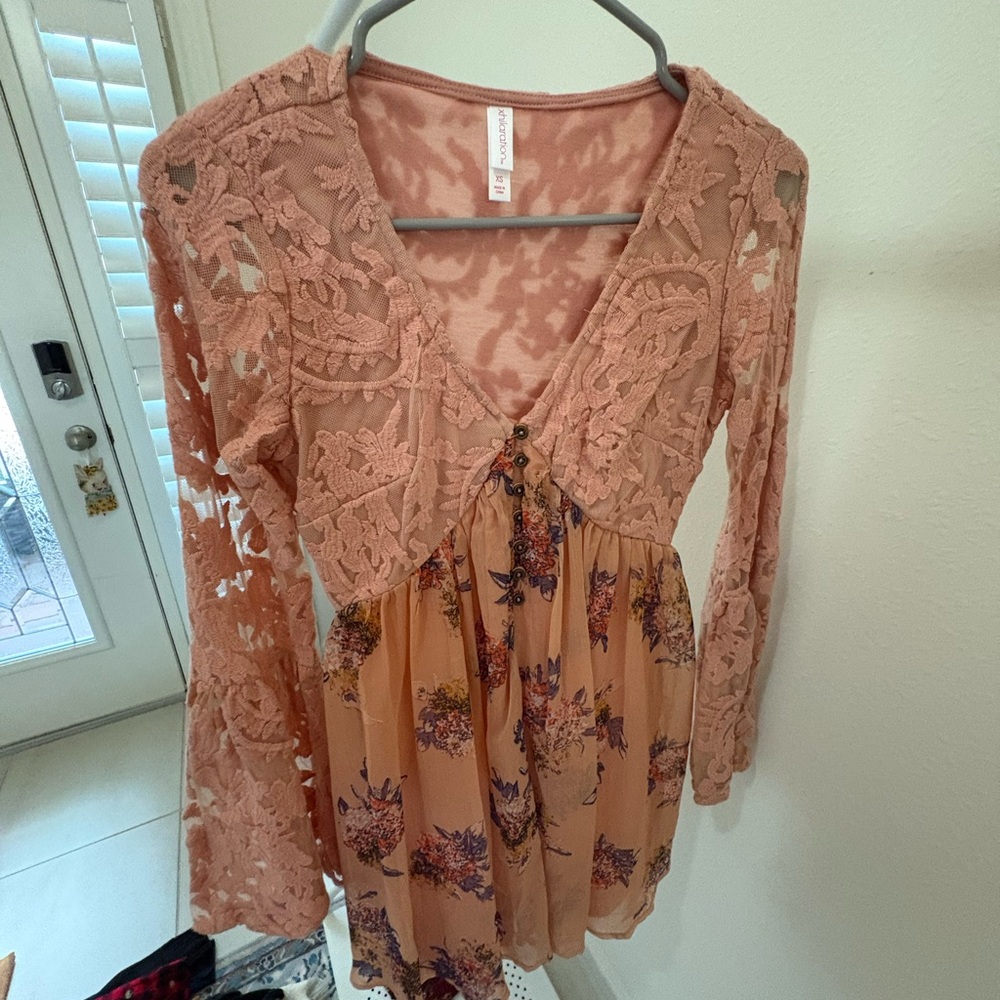 Xhilaration Pink Floral Lace Dress